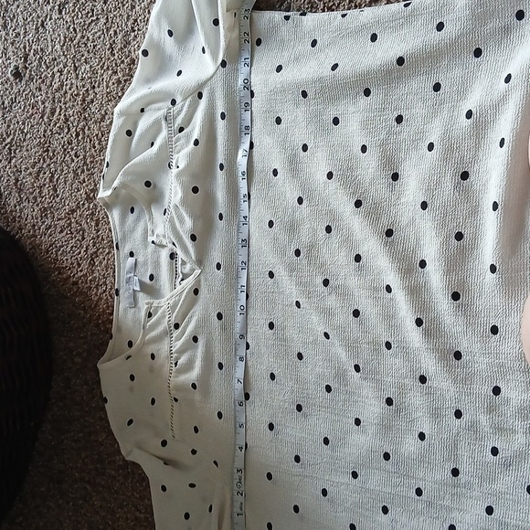 Fever women's slit collar polka dot quarter sleeve blouse size large - Picture 11 of 13